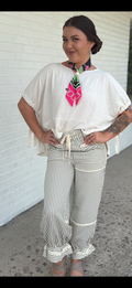 Olive and Beige Striped Pants