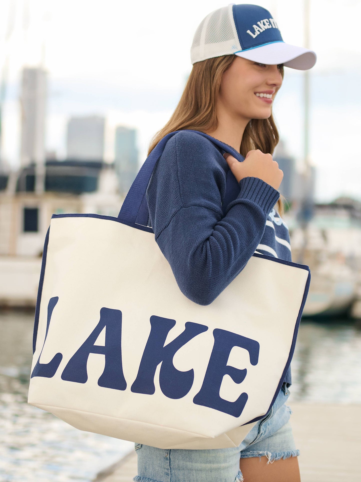"LAKE" TOTE,IVORY