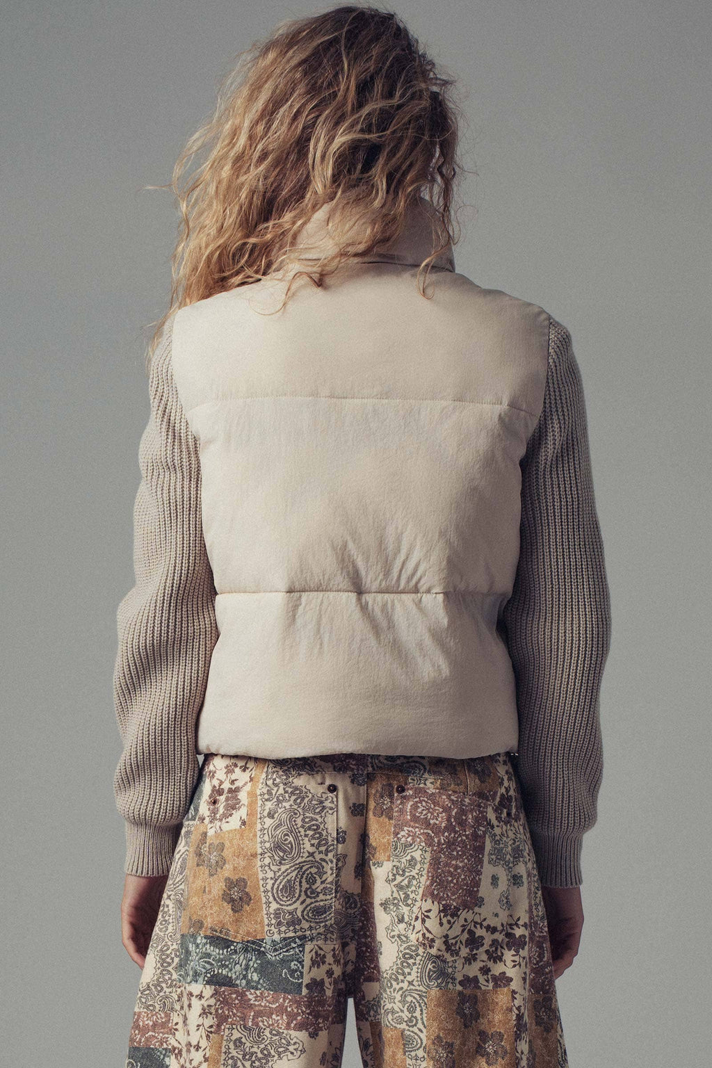 Sweater Knit Sleeves Padded Jacket