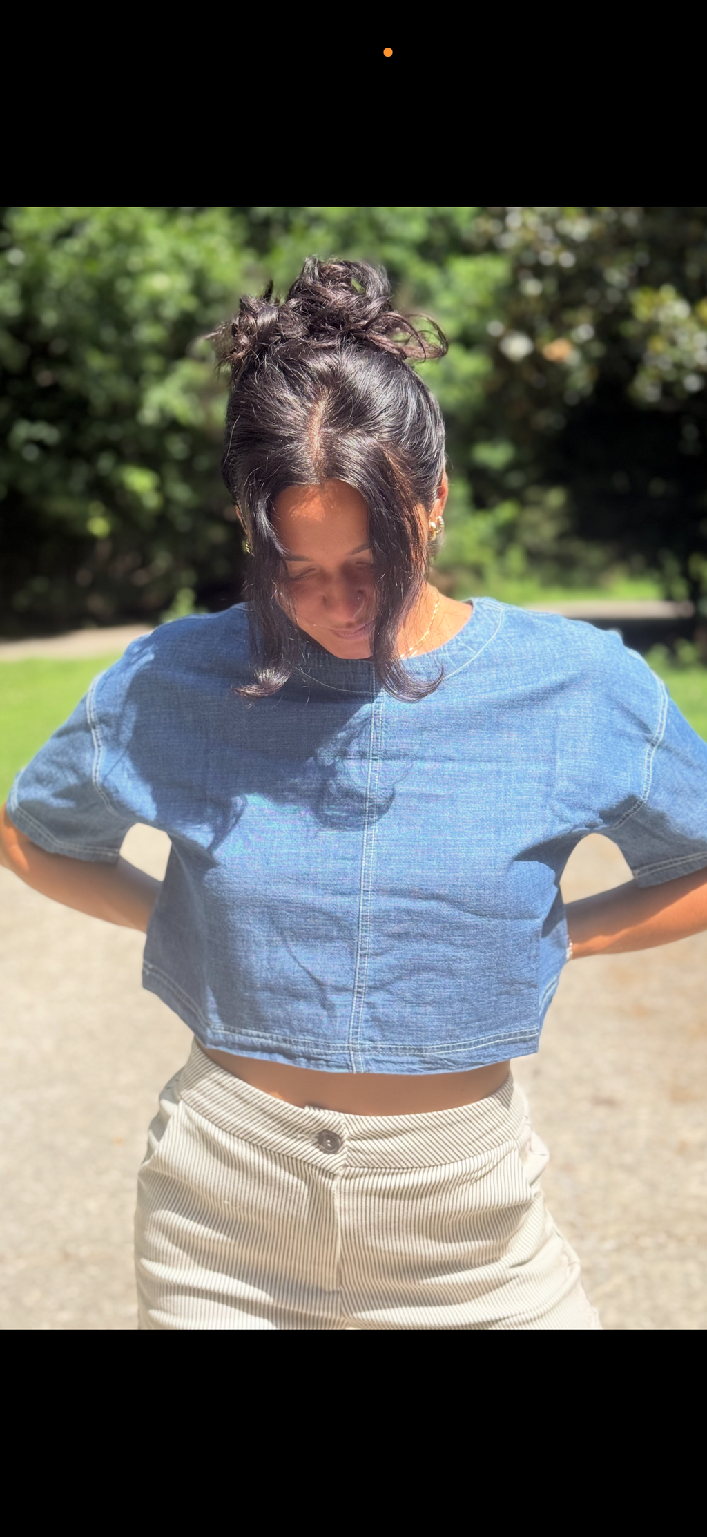 Round Neck Denim Crop Top