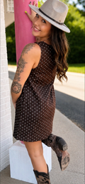 Brown Polka Dot  Denim Dress/Mustard Seed