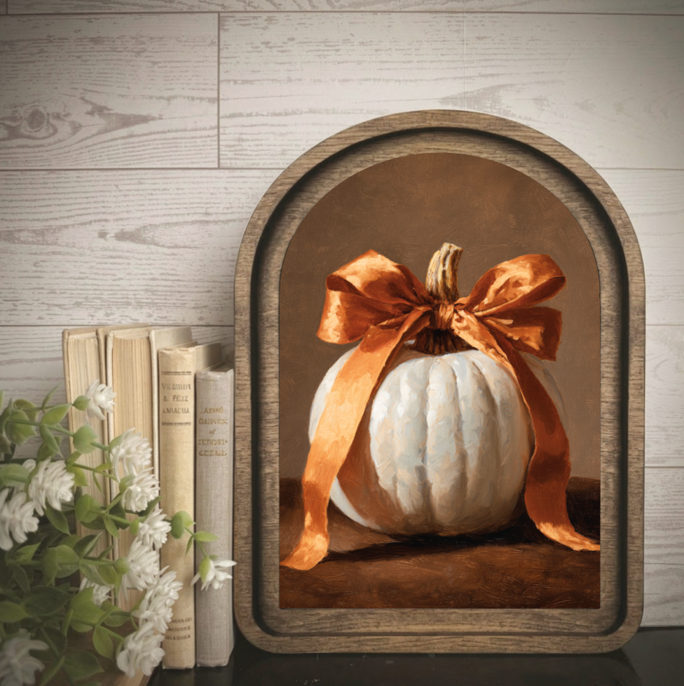 Arch Frame Pumpkin Bow Fall Halloween | Wood & Canvas