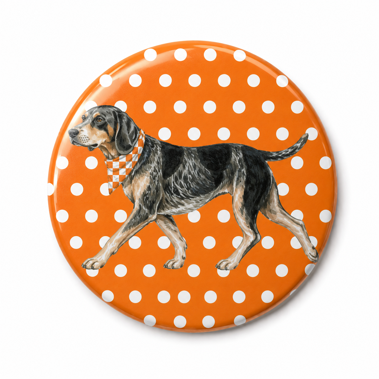 Polka Dot Walking Coonhound Button Pin