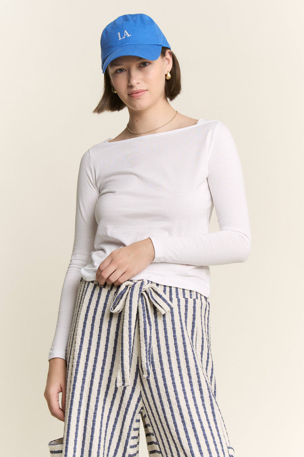 STRIPE WIDE LEG PANTS CREAM EDITION