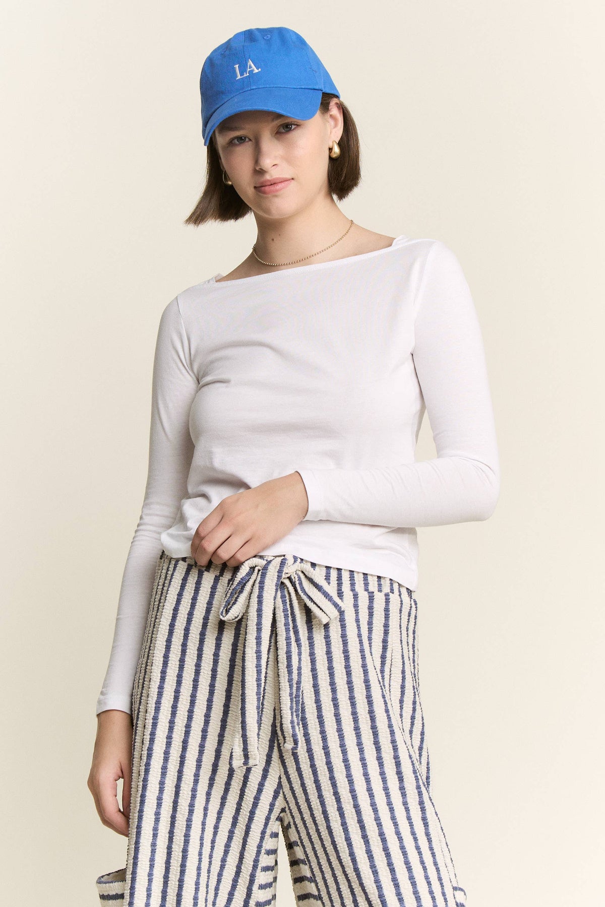 STRIPE WIDE LEG PANTS CREAM EDITION