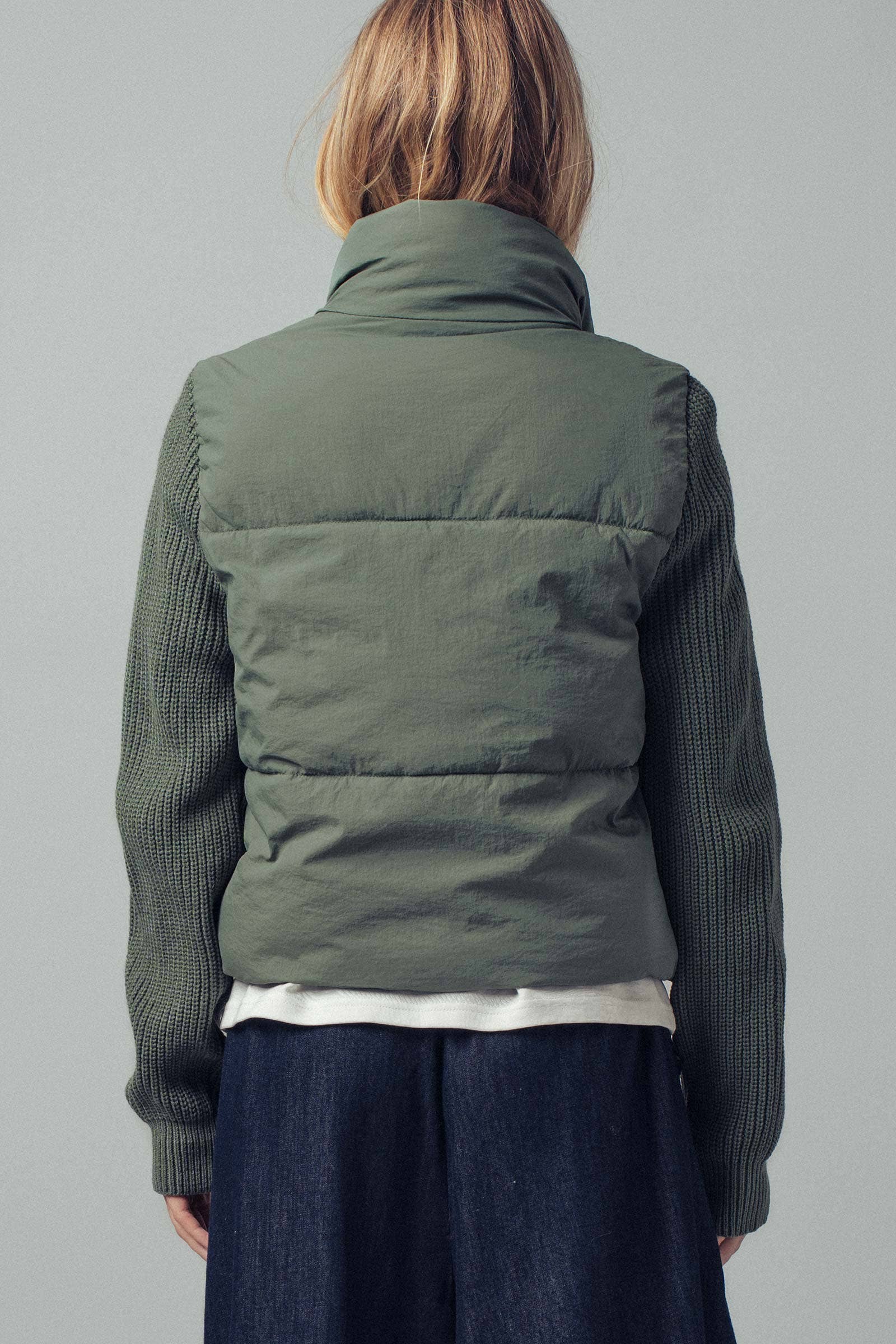 Sweater Knit Sleeves Padded Jacket