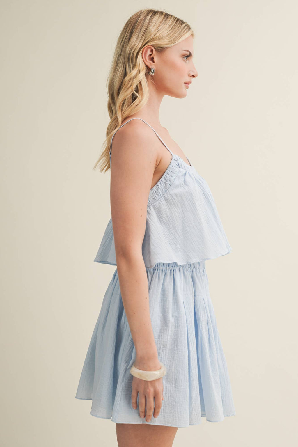 SMOCKED WAIST CAMI MINI DRESS