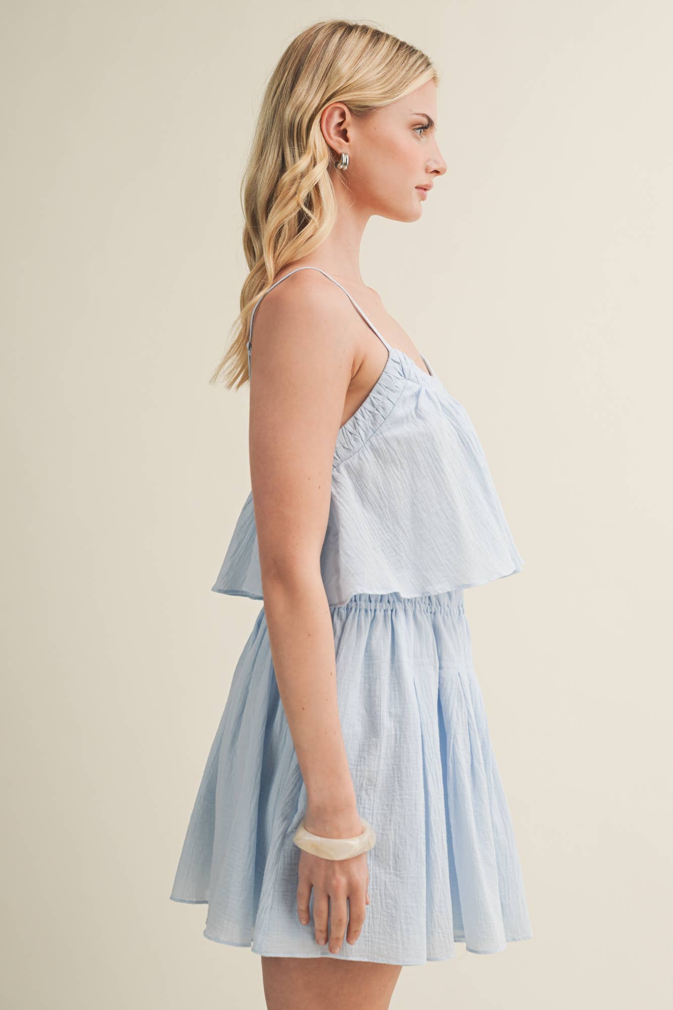 SMOCKED WAIST CAMI MINI DRESS