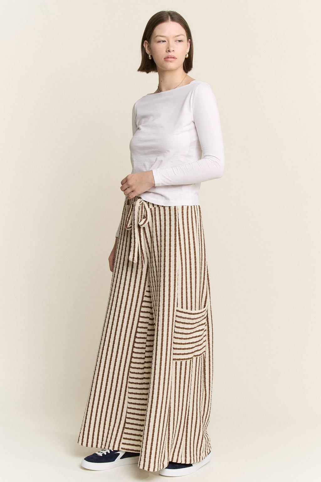 STRIPE WIDE LEG PANTS CREAM EDITION
