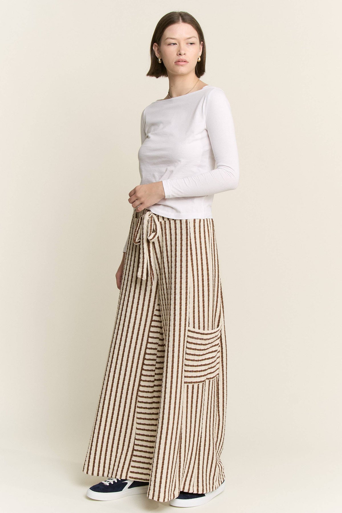 STRIPE WIDE LEG PANTS CREAM EDITION