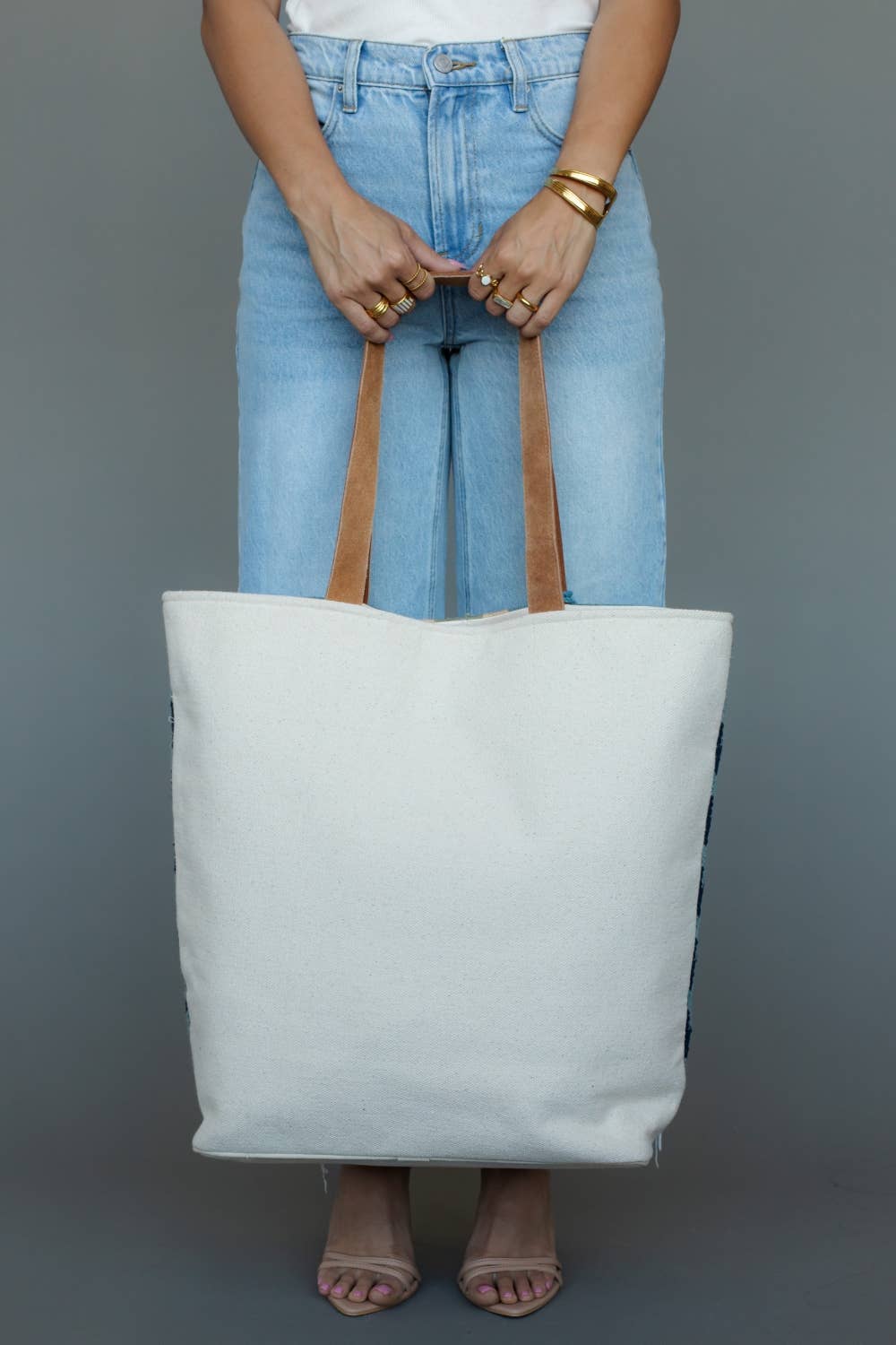 Lt. Blue, Cream & Tan Western Tote