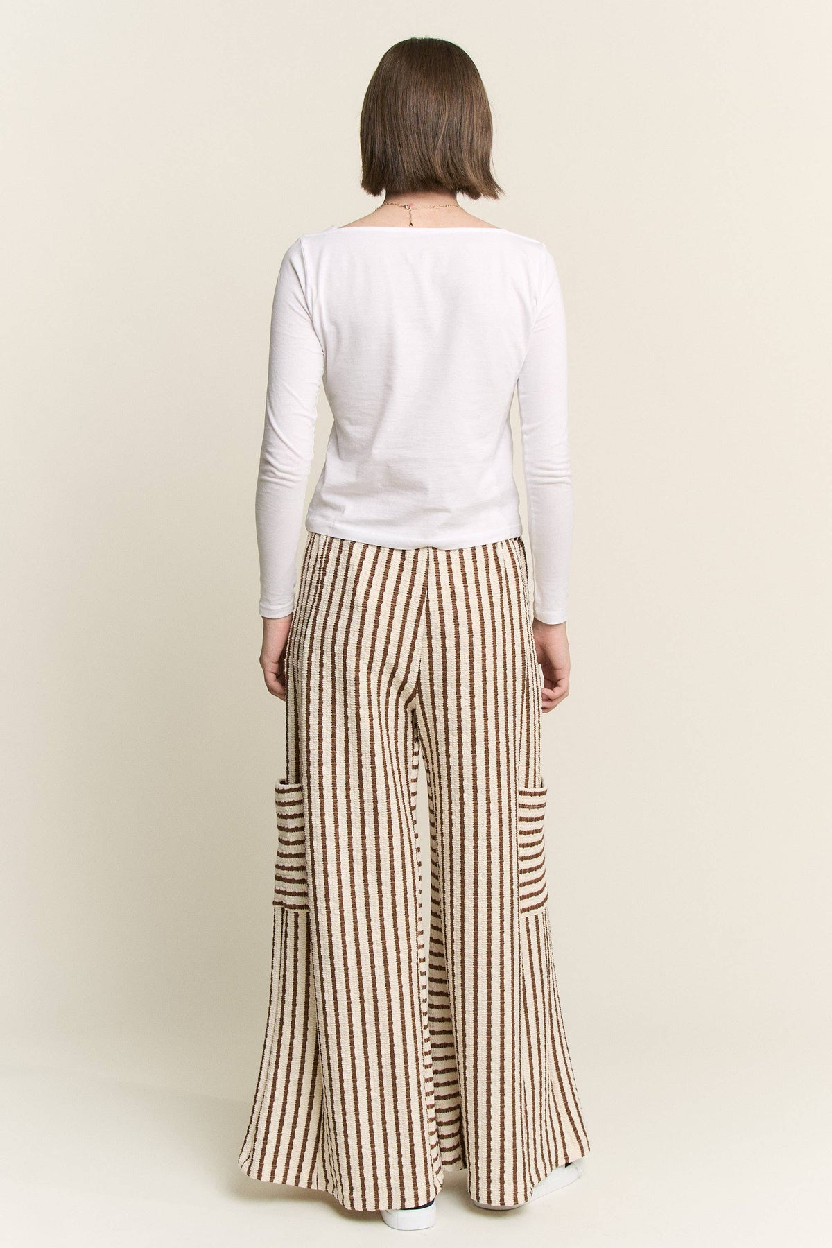 STRIPE WIDE LEG PANTS CREAM EDITION