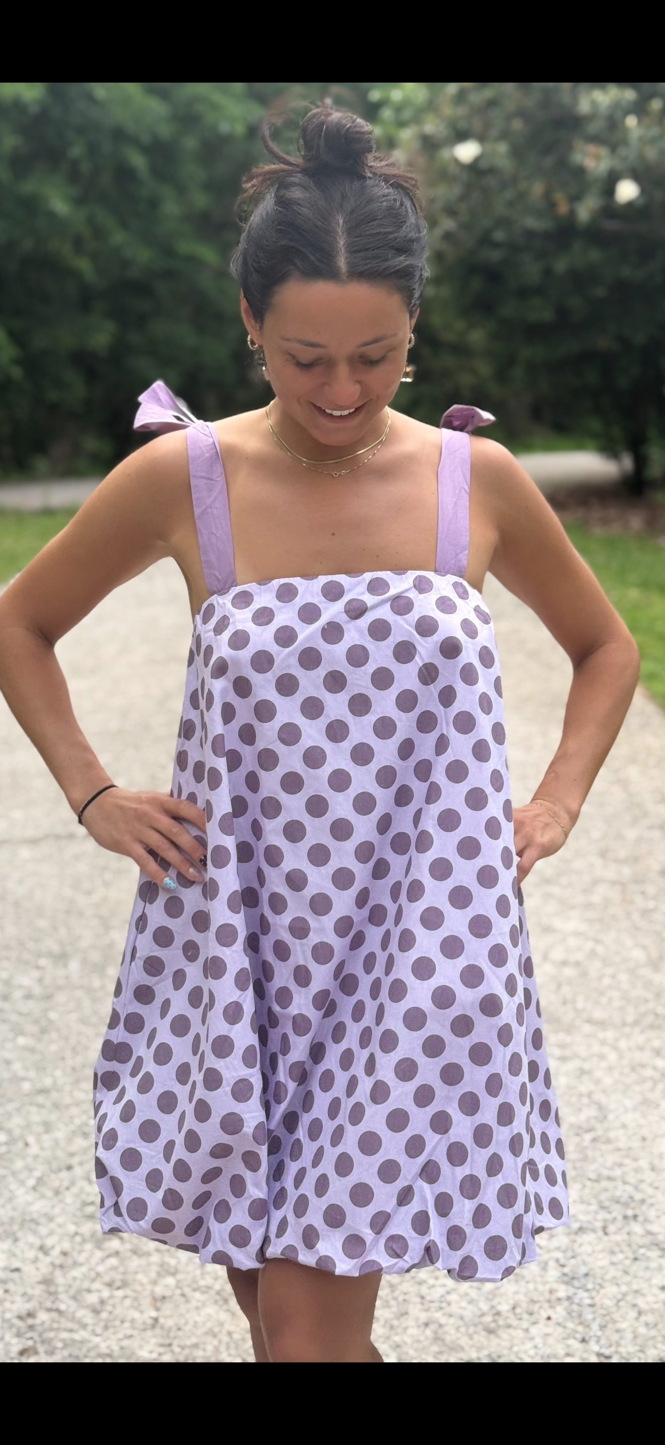 Purpe polkadot dress