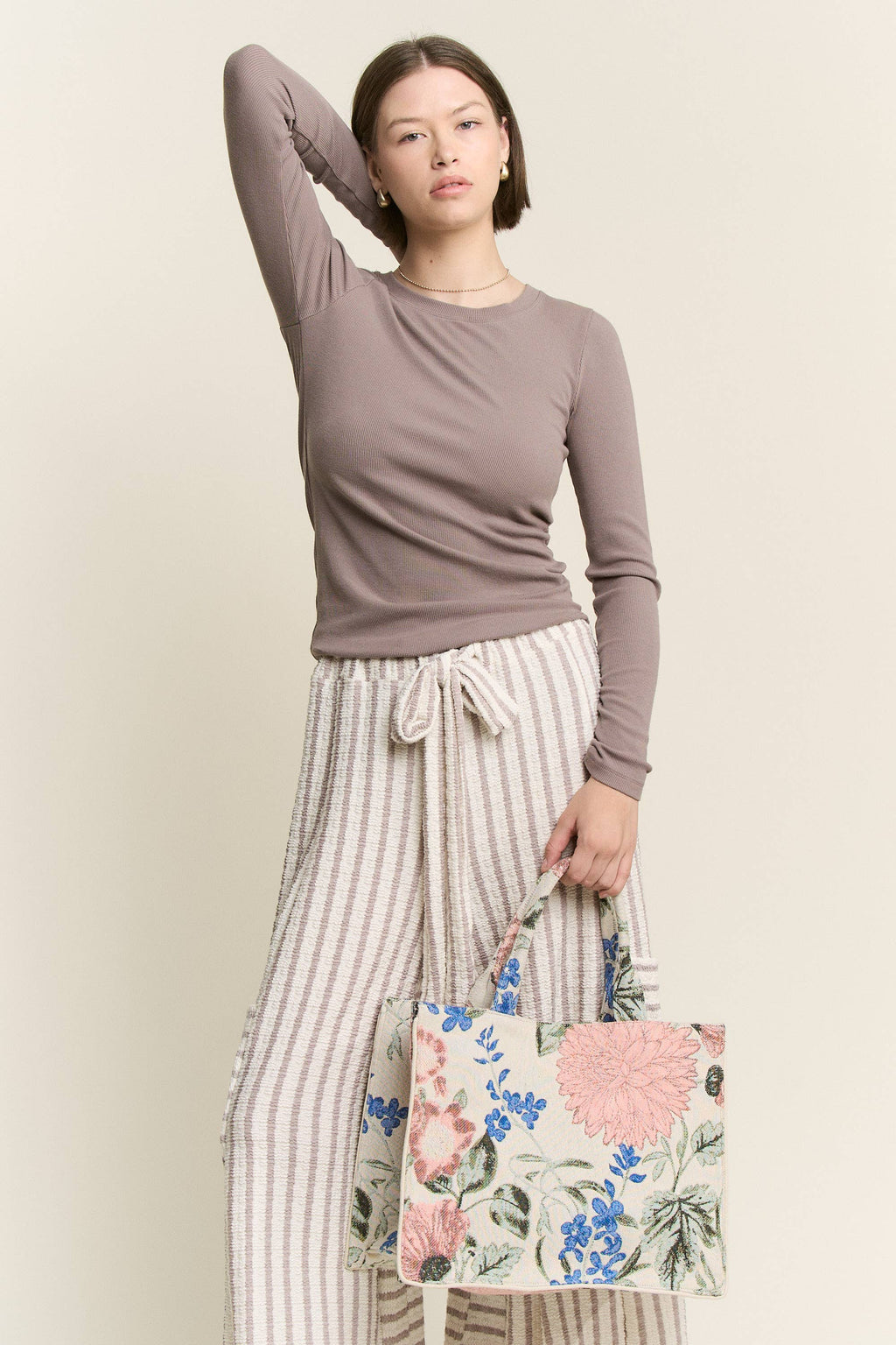 STRIPE WIDE LEG PANTS CREAM EDITION