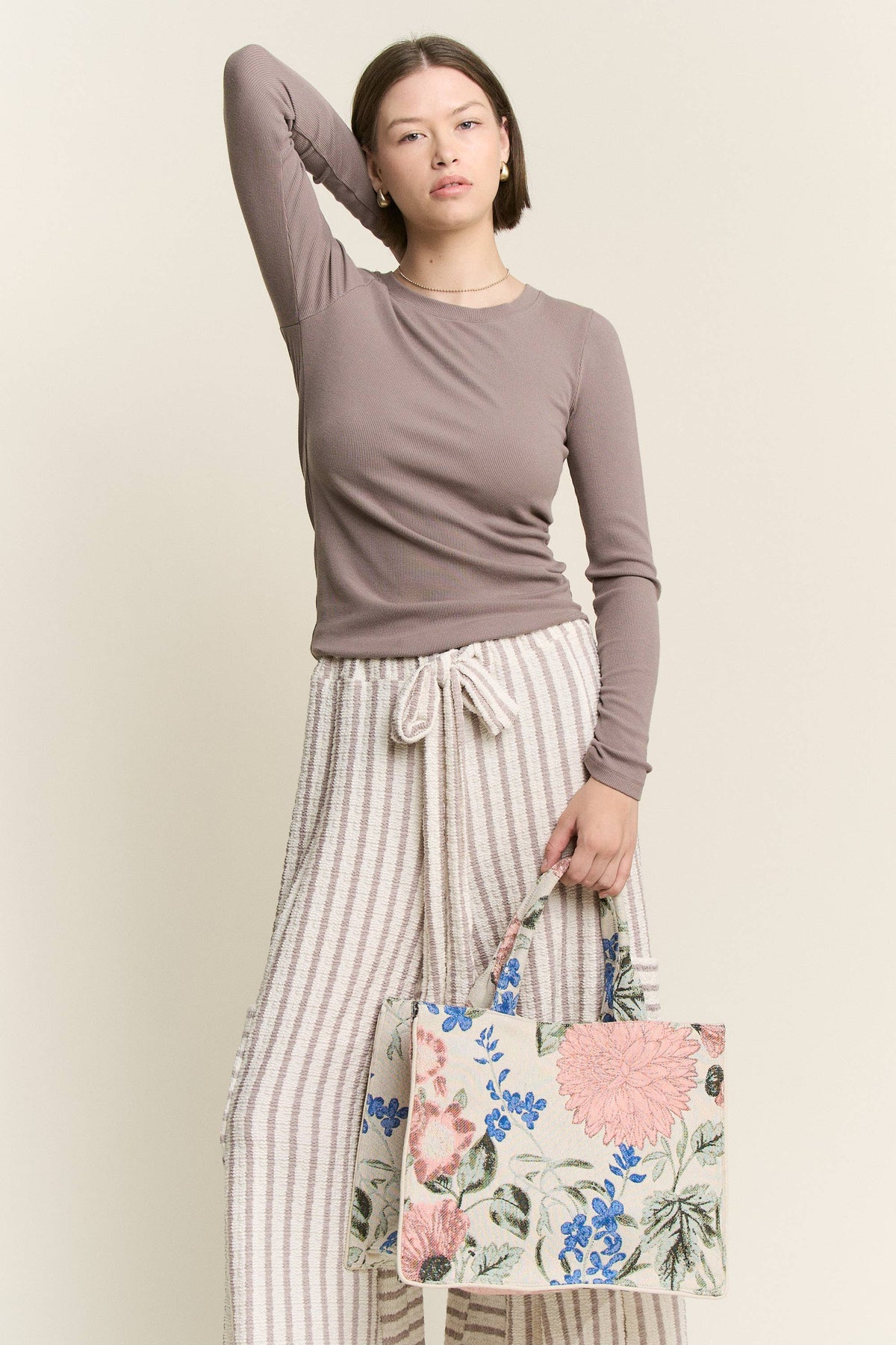 STRIPE WIDE LEG PANTS CREAM EDITION