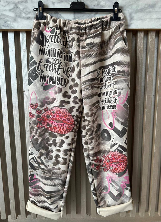 VISPL Animal Print Sweatpants with Lips LOOWIE