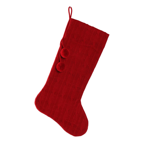 20"Sweater Knit Stocking With Pom Pom Tassel