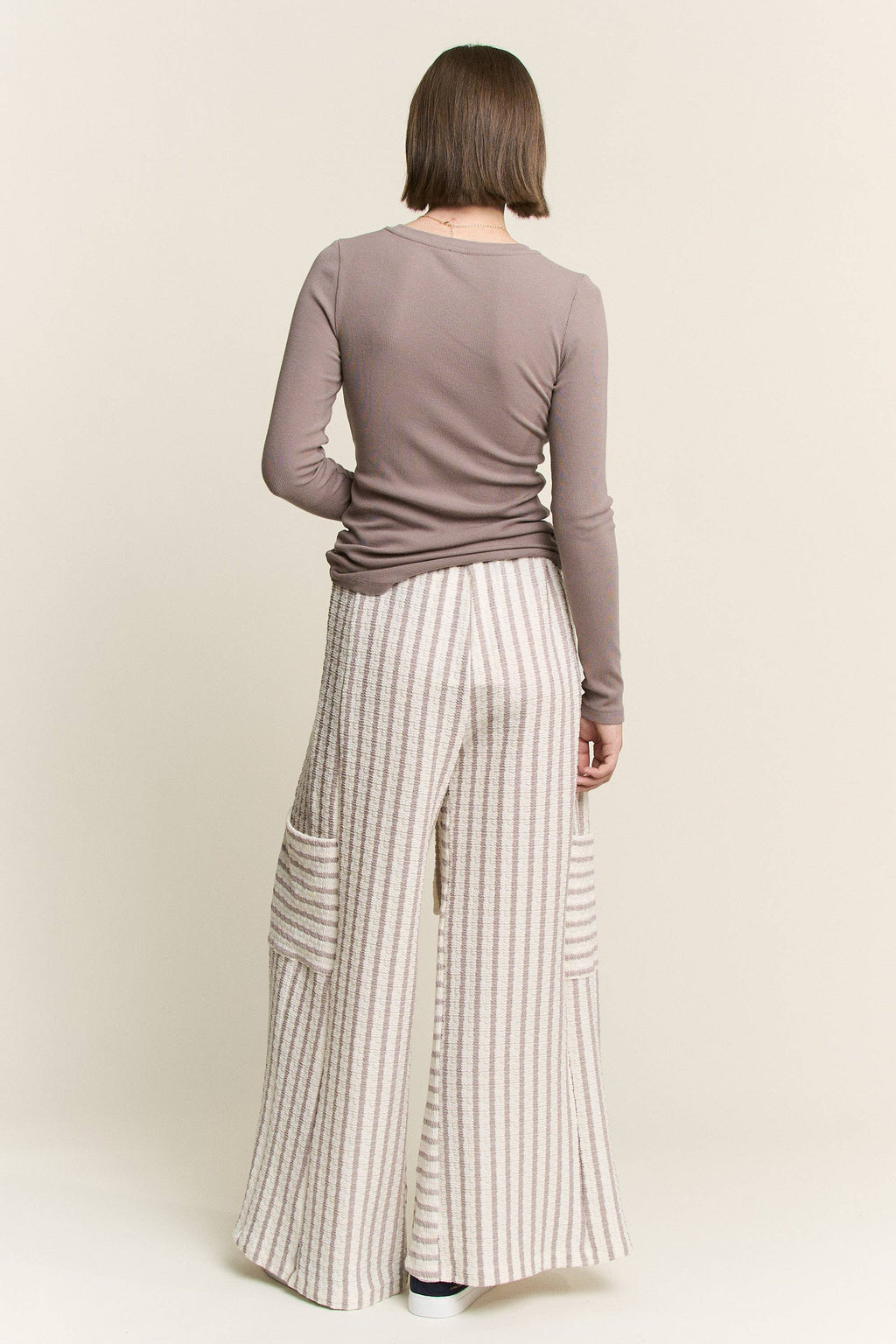 STRIPE WIDE LEG PANTS CREAM EDITION