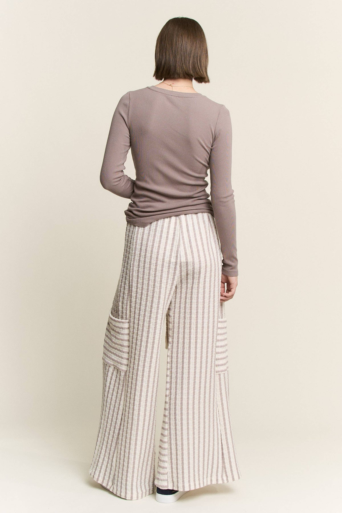 STRIPE WIDE LEG PANTS CREAM EDITION