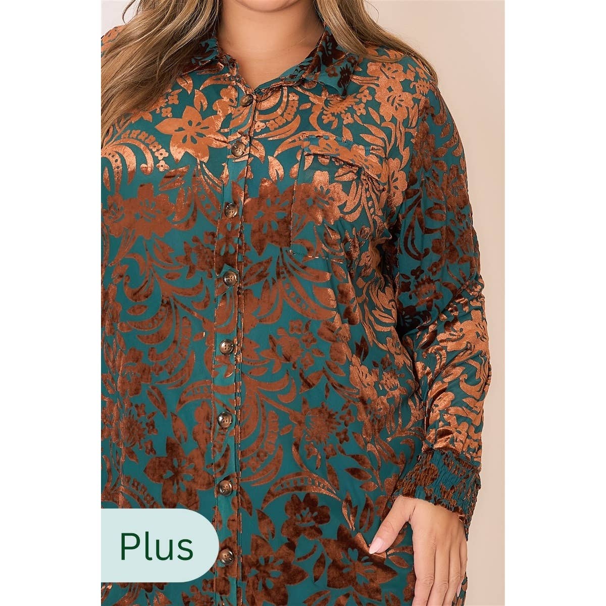 Floral Burnout Velvet Long Sleeve Mini Dress