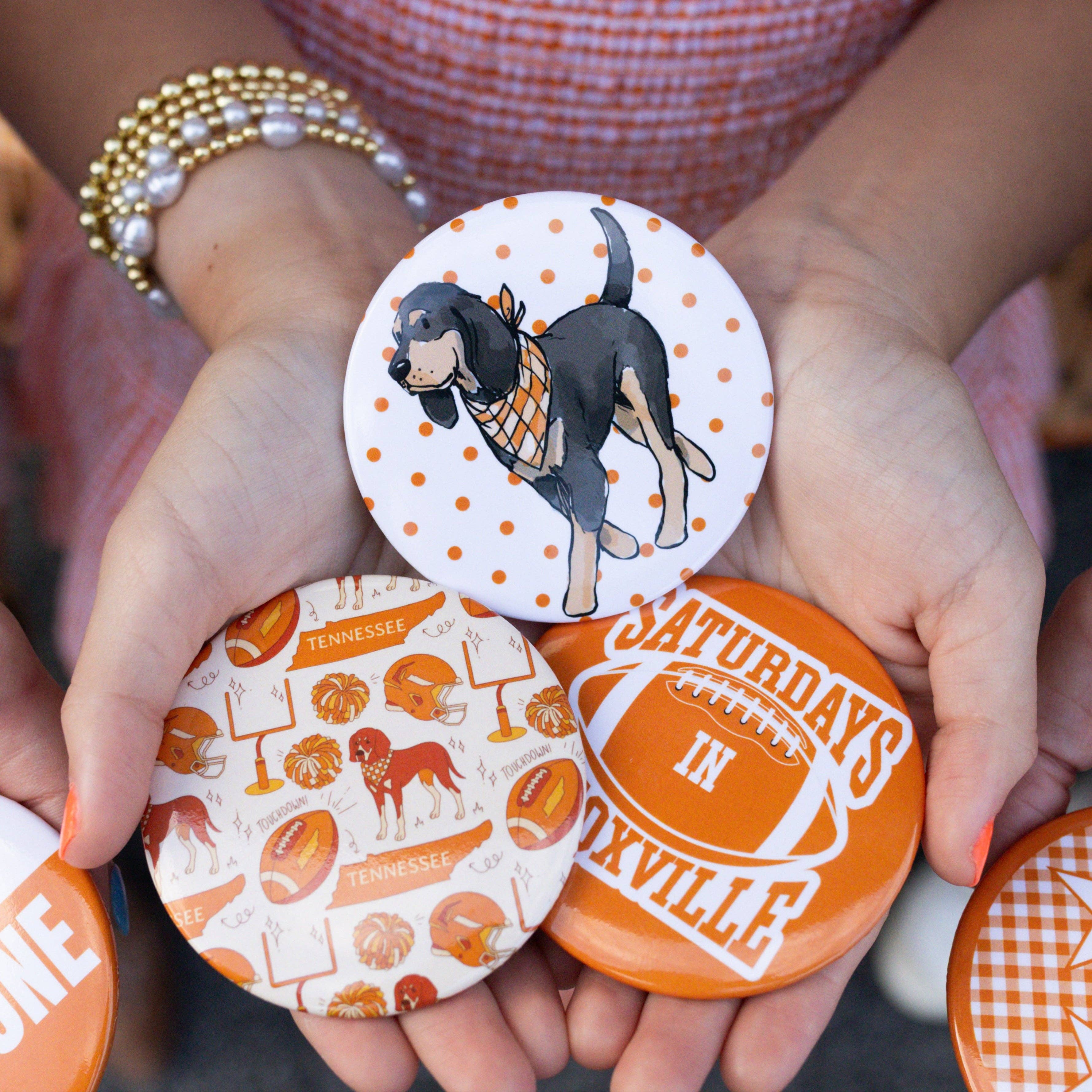 Walking Bluetick Coonhound Button Pin
