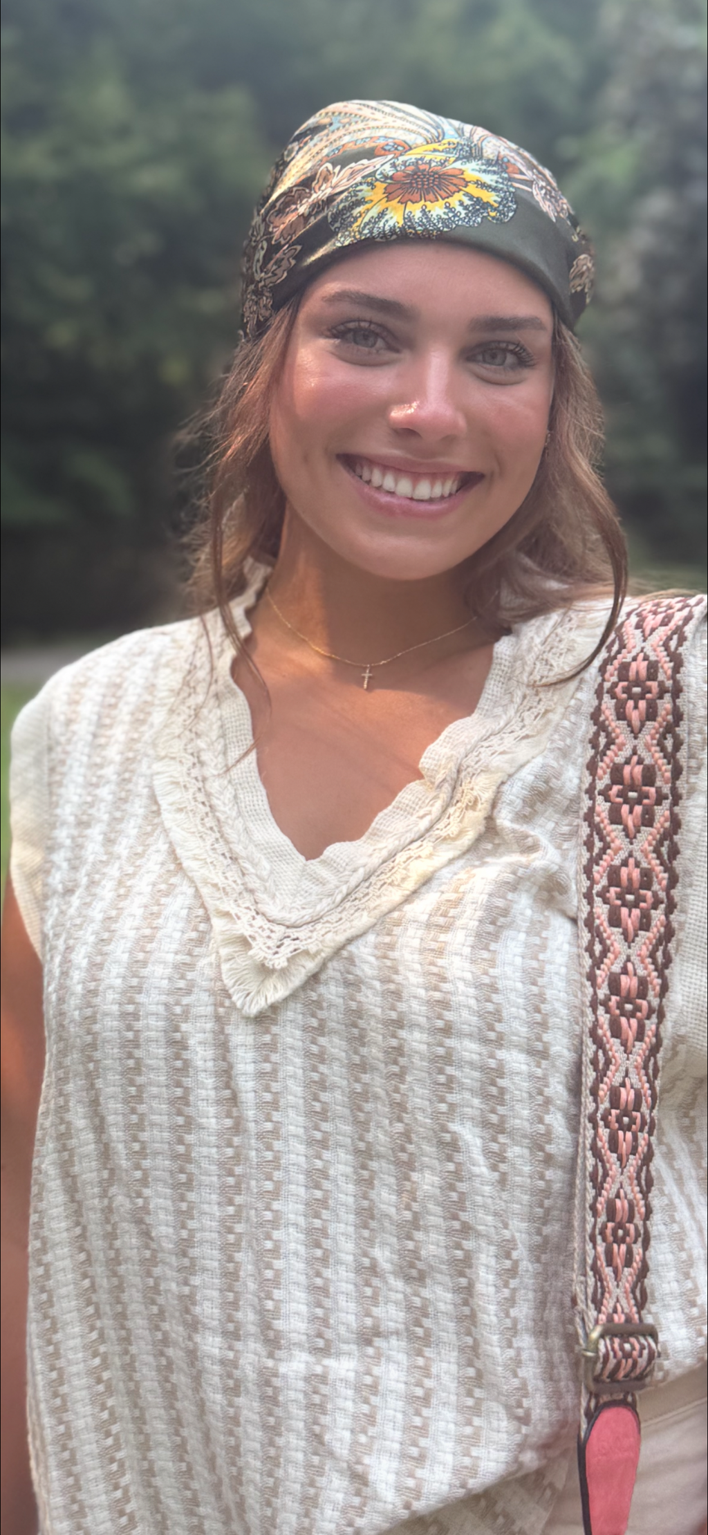 Tan and White Sweater Tank