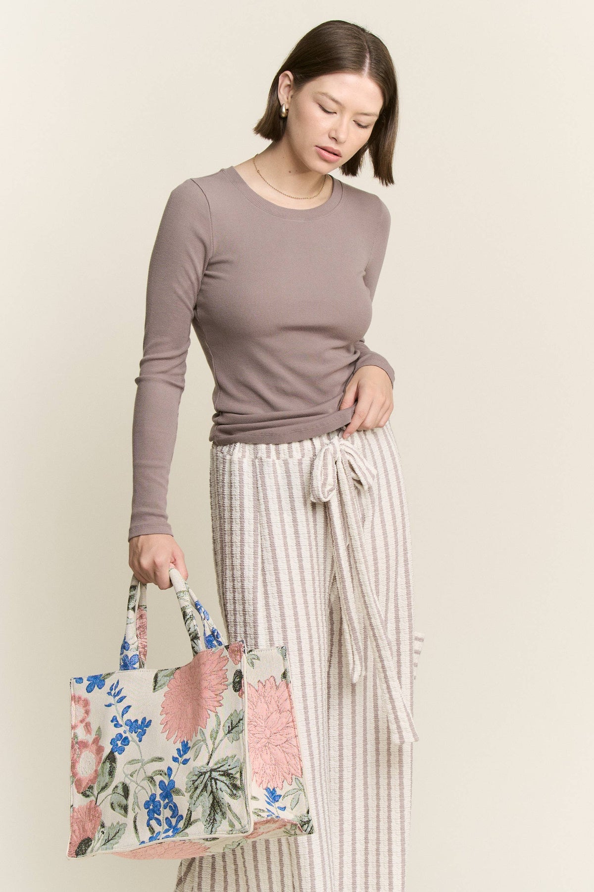 STRIPE WIDE LEG PANTS CREAM EDITION