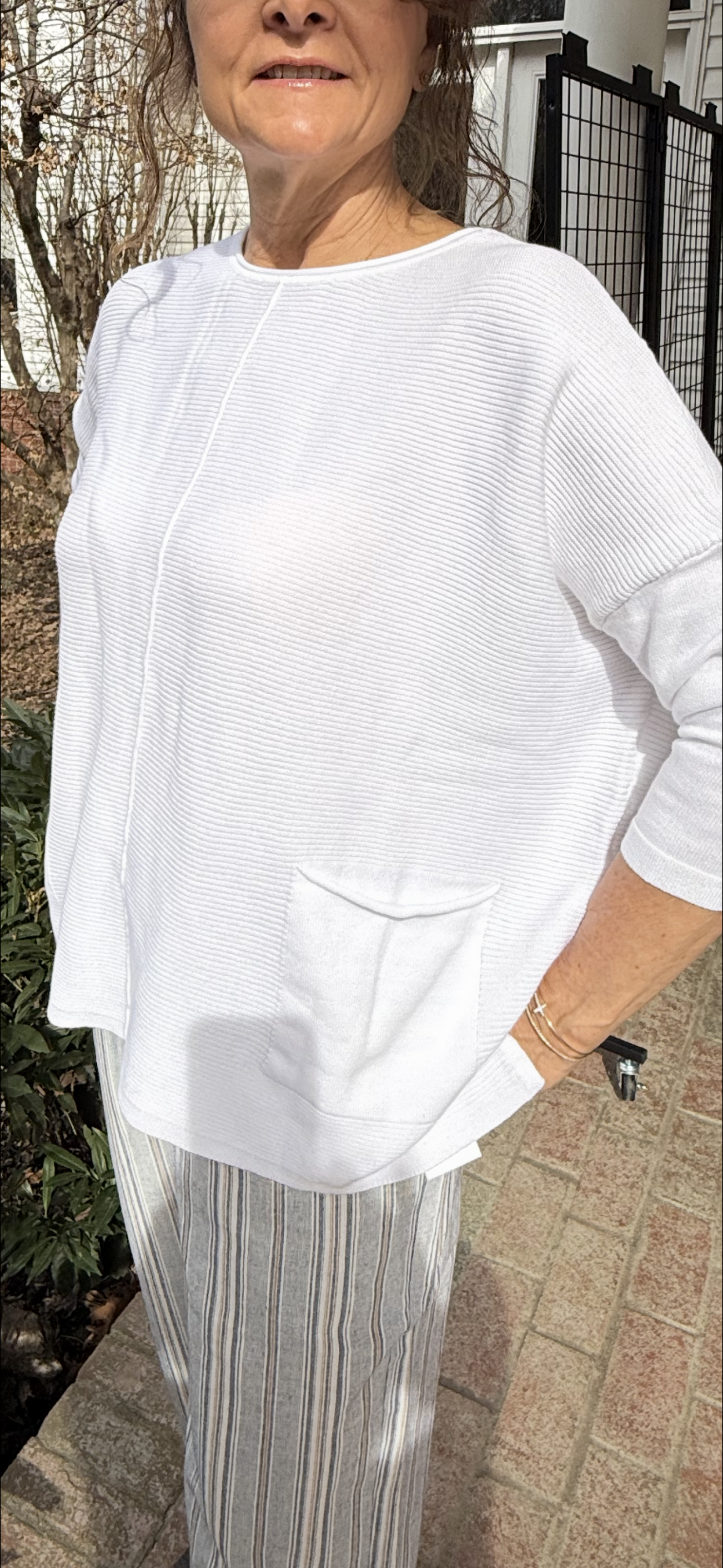 White 3-Quater Sleeve sweater