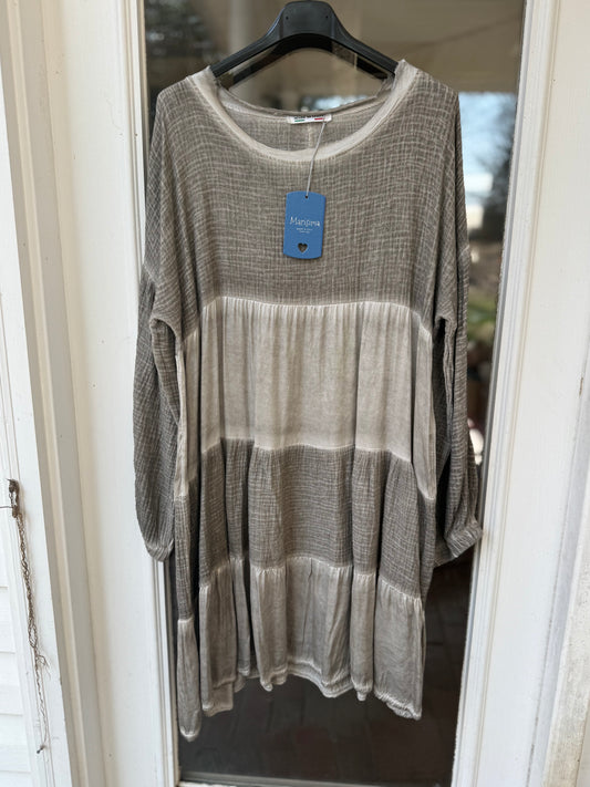 Grey Two-Toned Cotton Dress