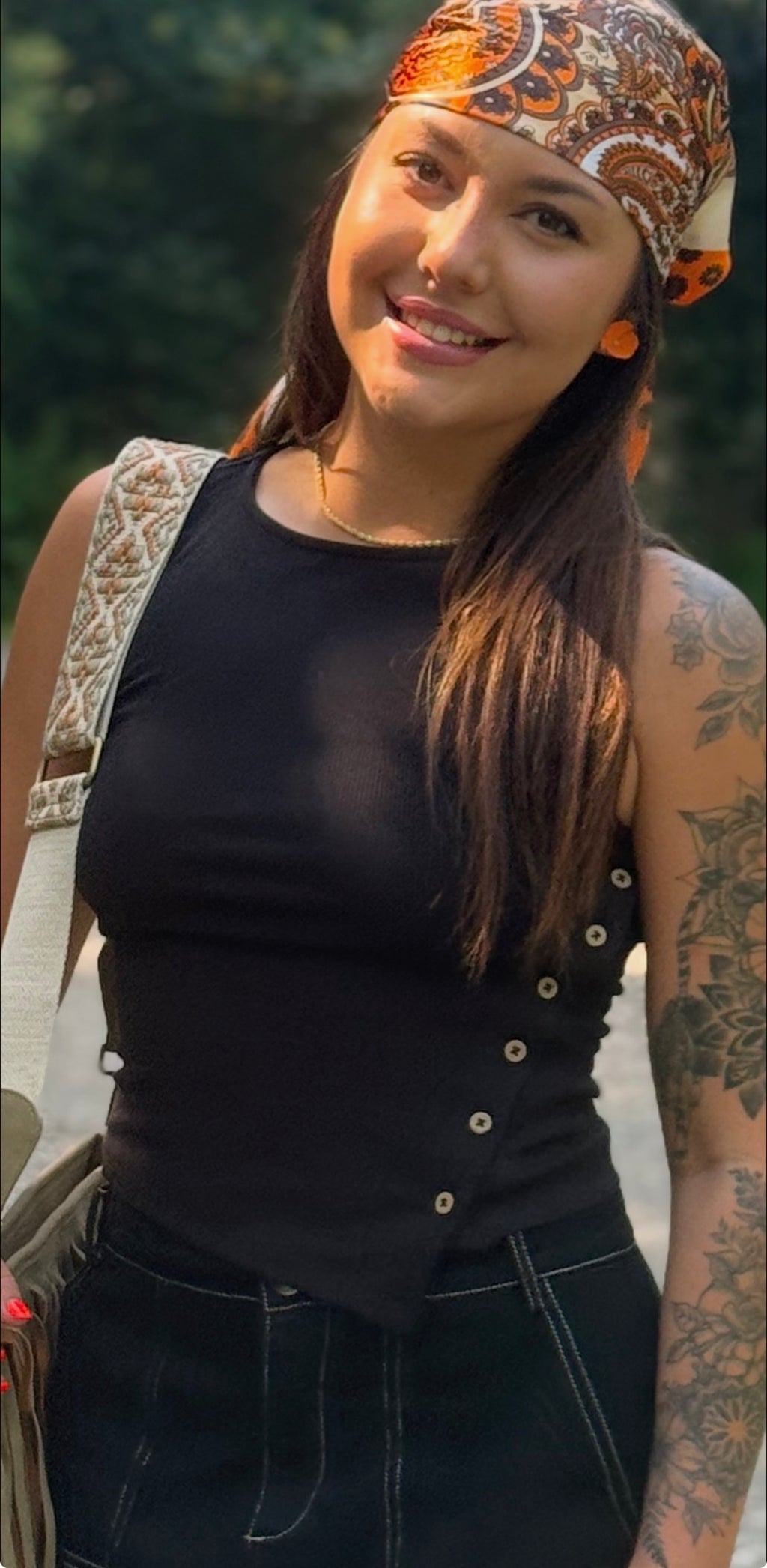 Black Side Button Tank Top