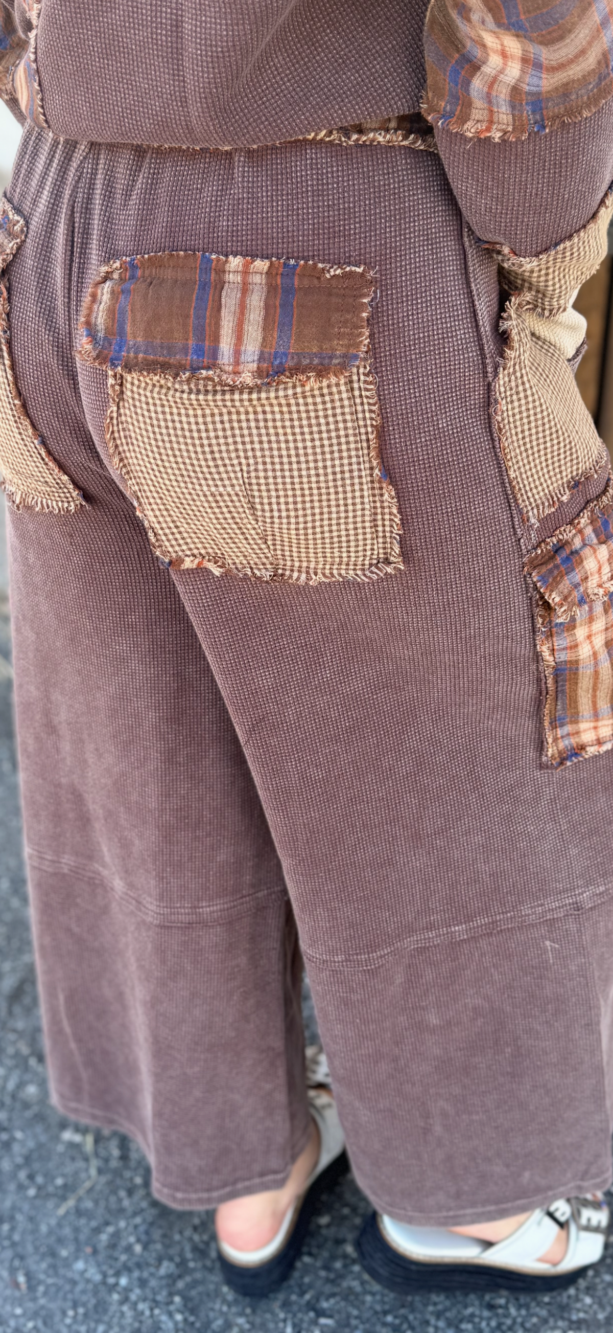 PLAID MIX MINERAL WASHED THERMAL KNIT Set  by Easel