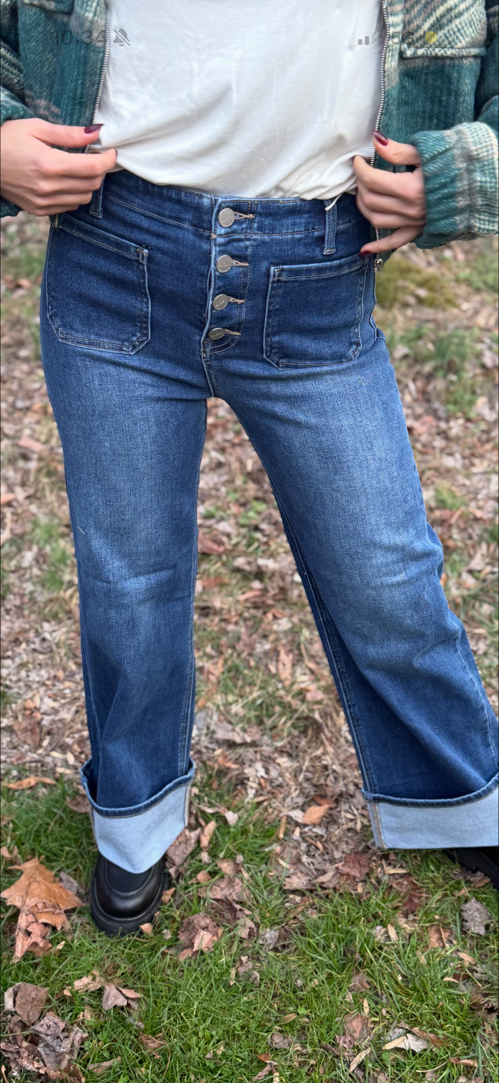 Cuffed Button Up Jeans