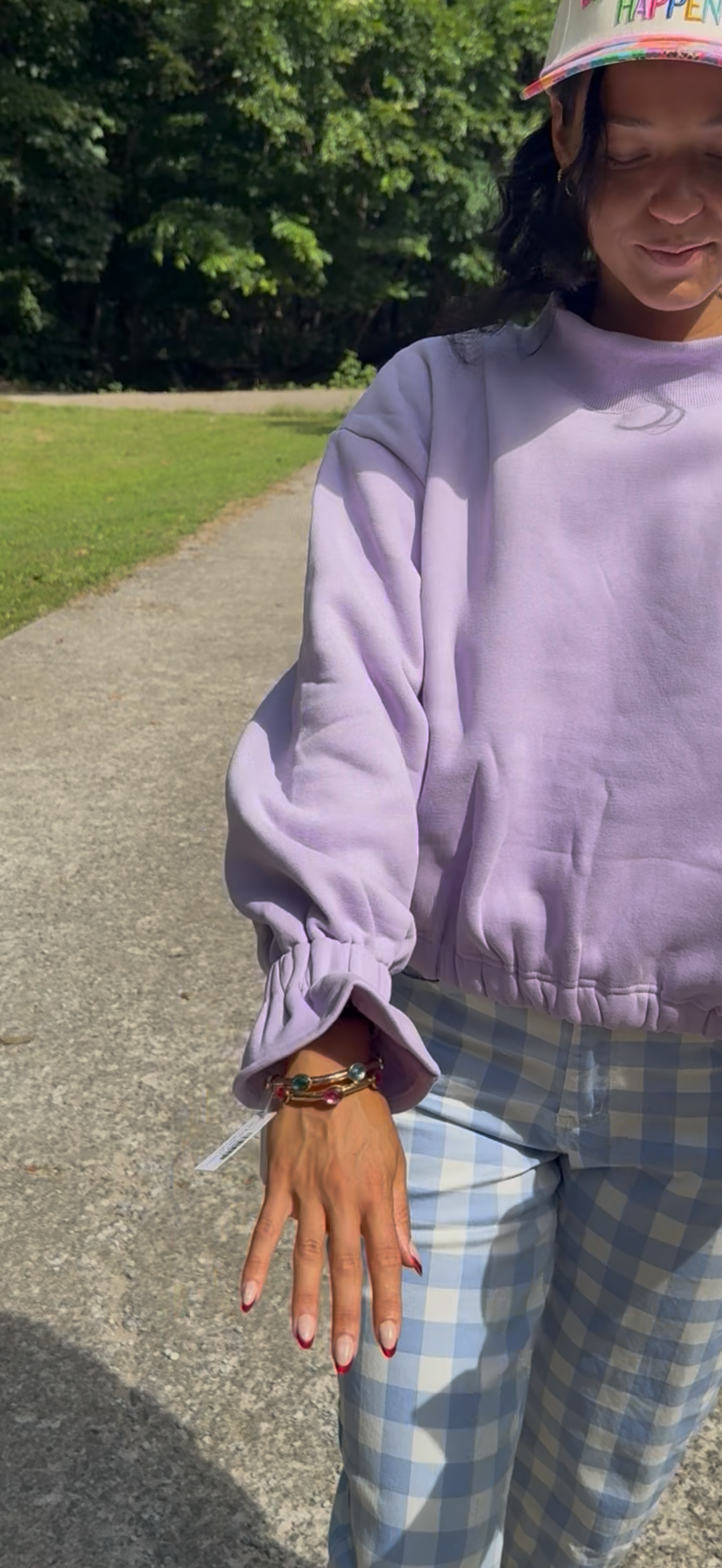 Ruffled Cuff Cropped Terry Sweartshirt