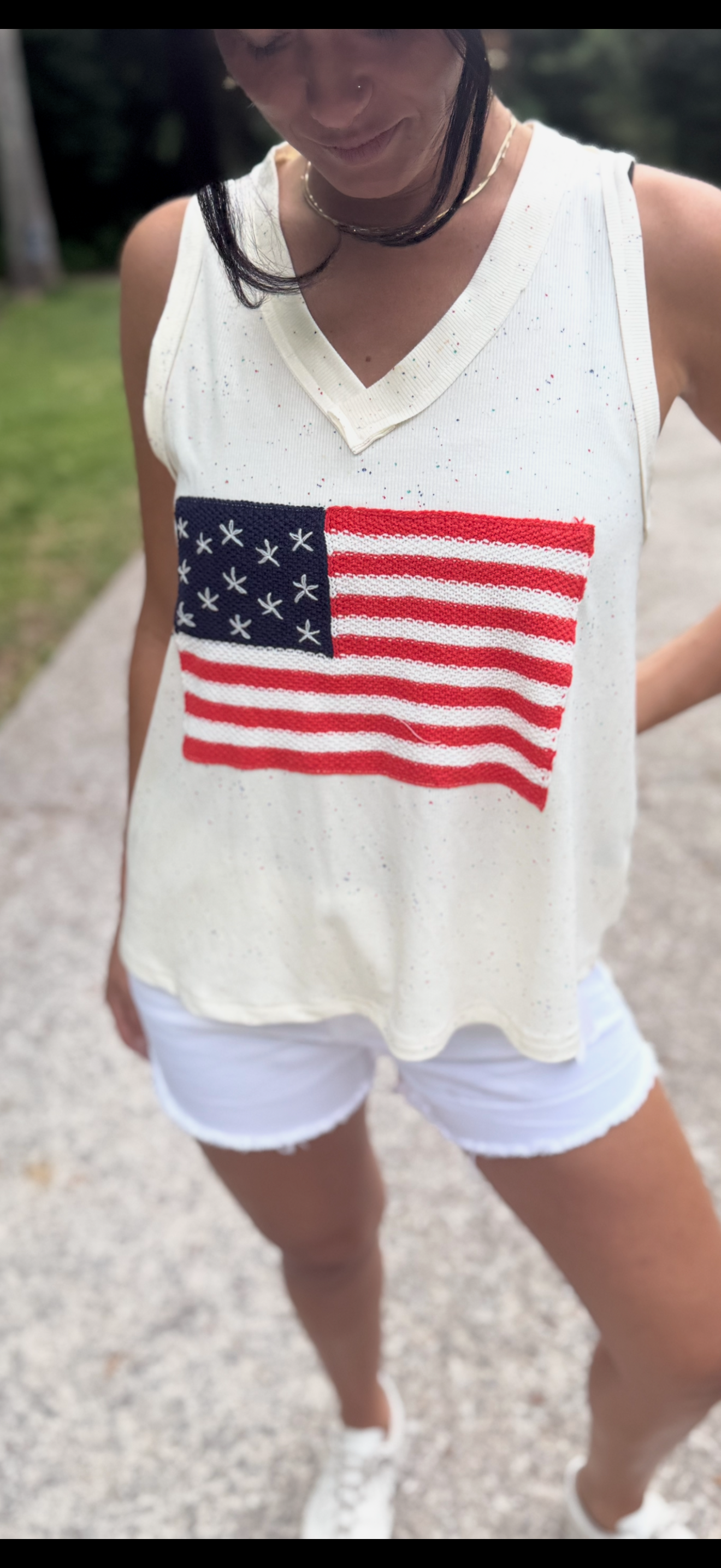 Cream American Flag Tank