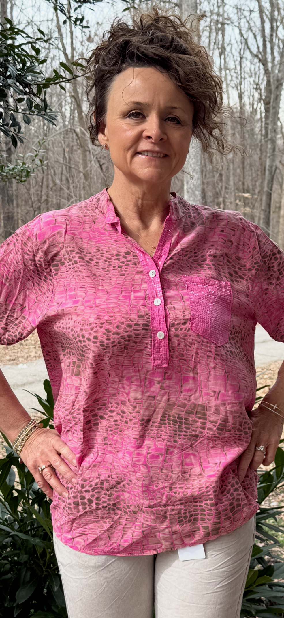 Hot Pink Button Up Shirt