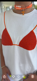 Orange Beaded Bikini Top