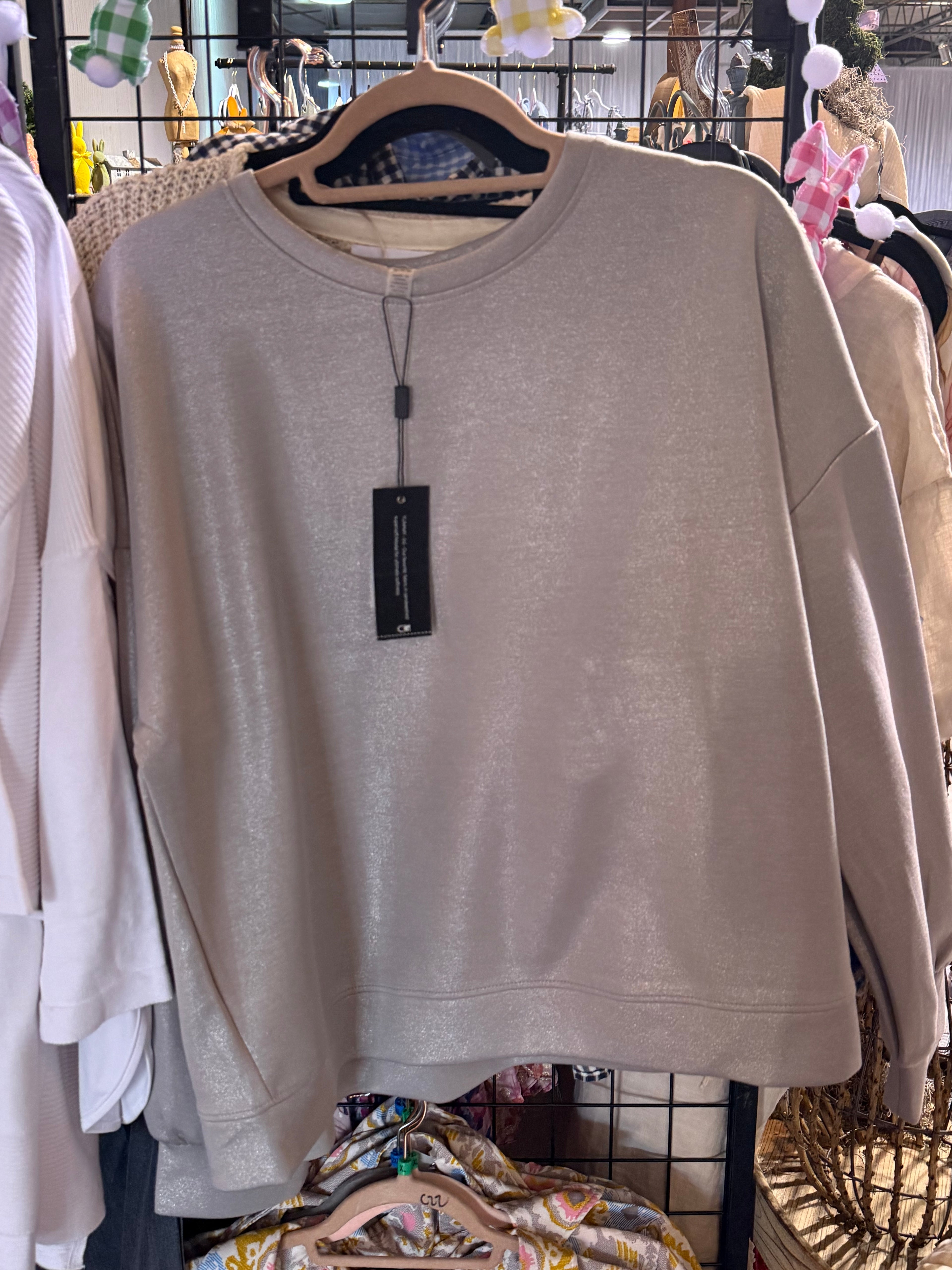 Sliver Shiny Long Sleeve sweqter