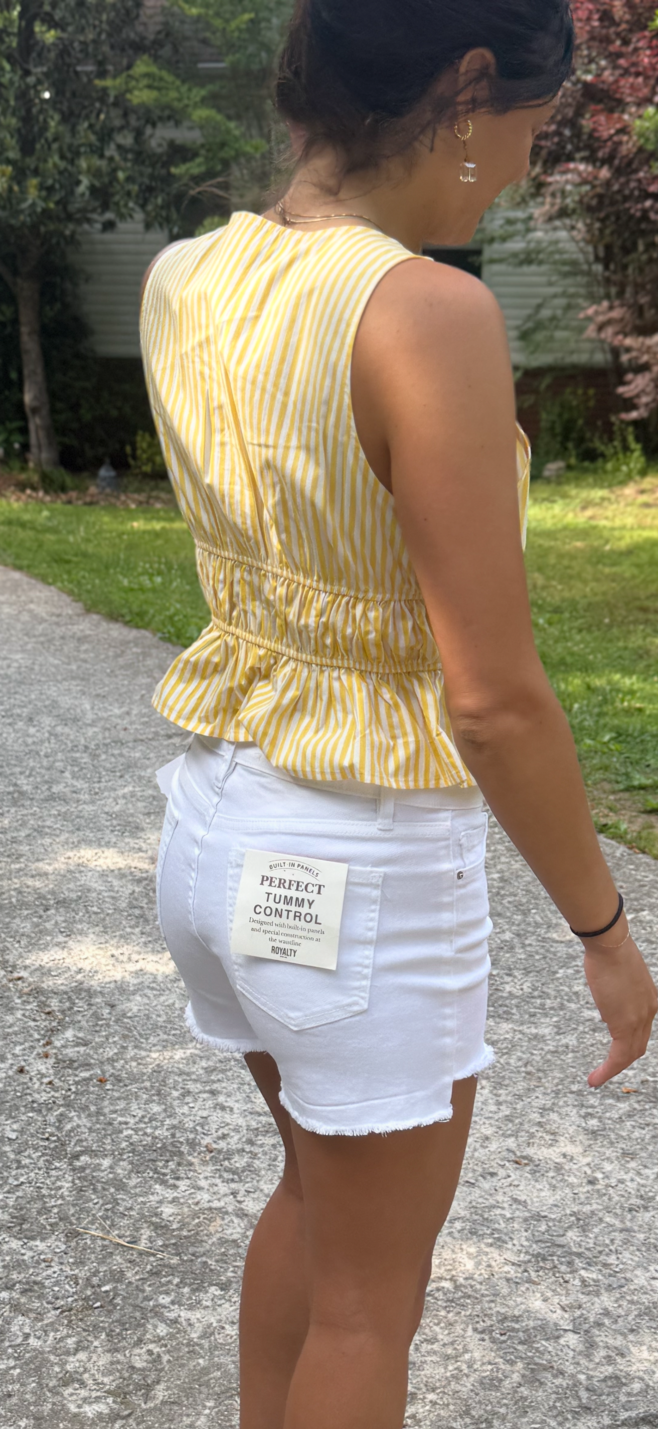 Yellow  and White Stripped Tank