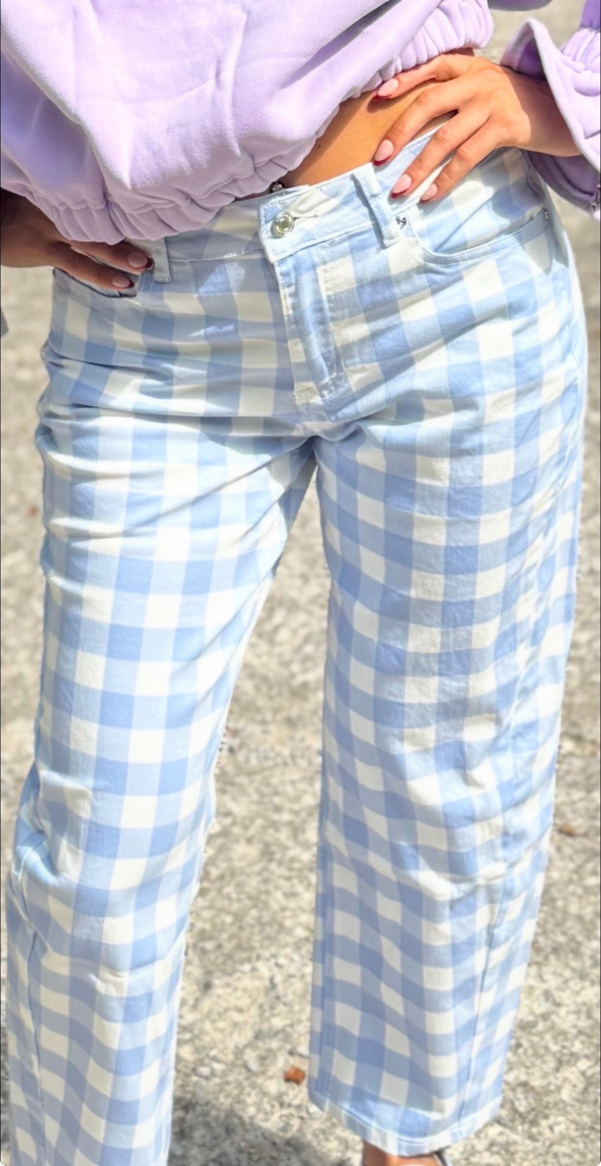 Light Blue Checkered Jeans