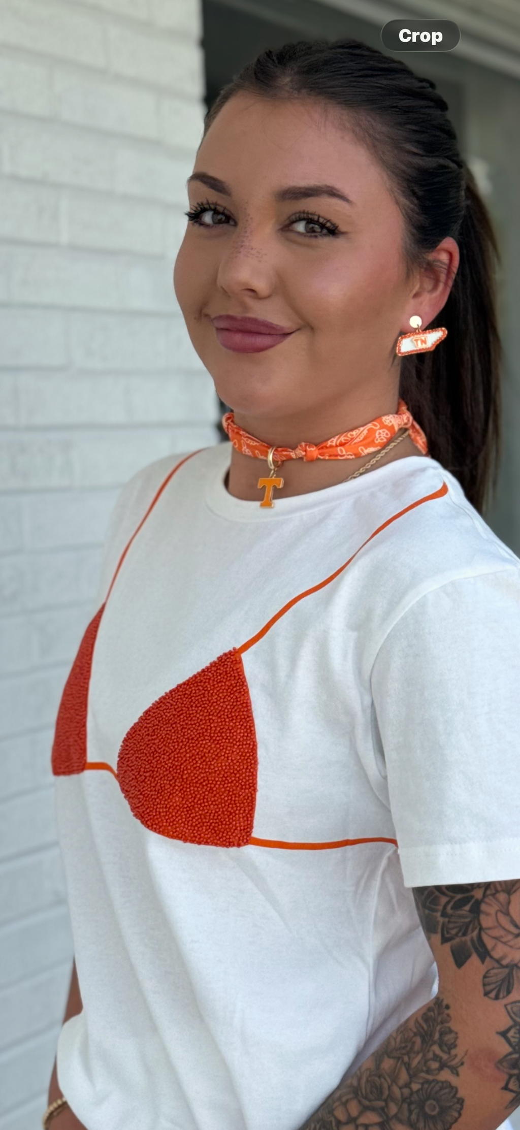 Orange Beaded Bikini Top