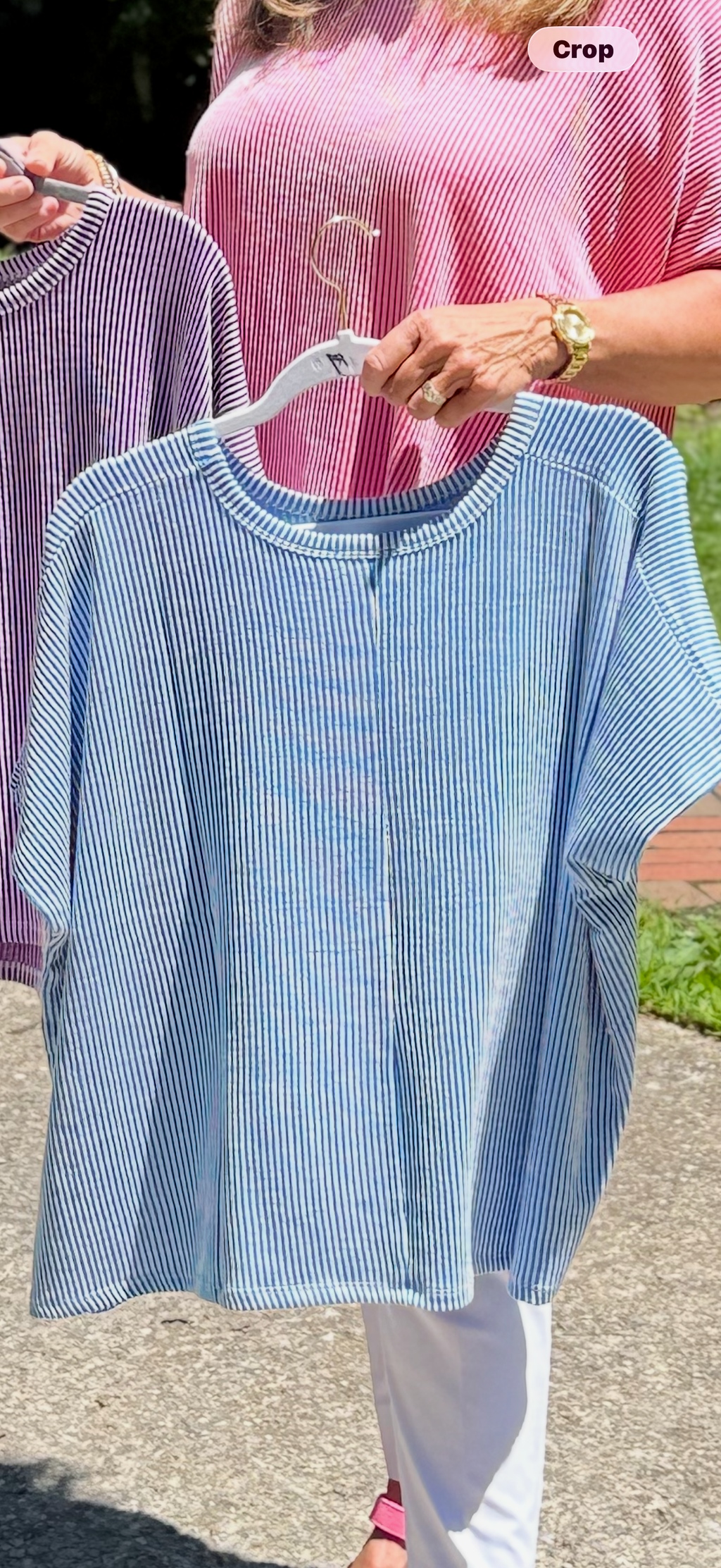 Ribbed Stripped Short Sleeve Top