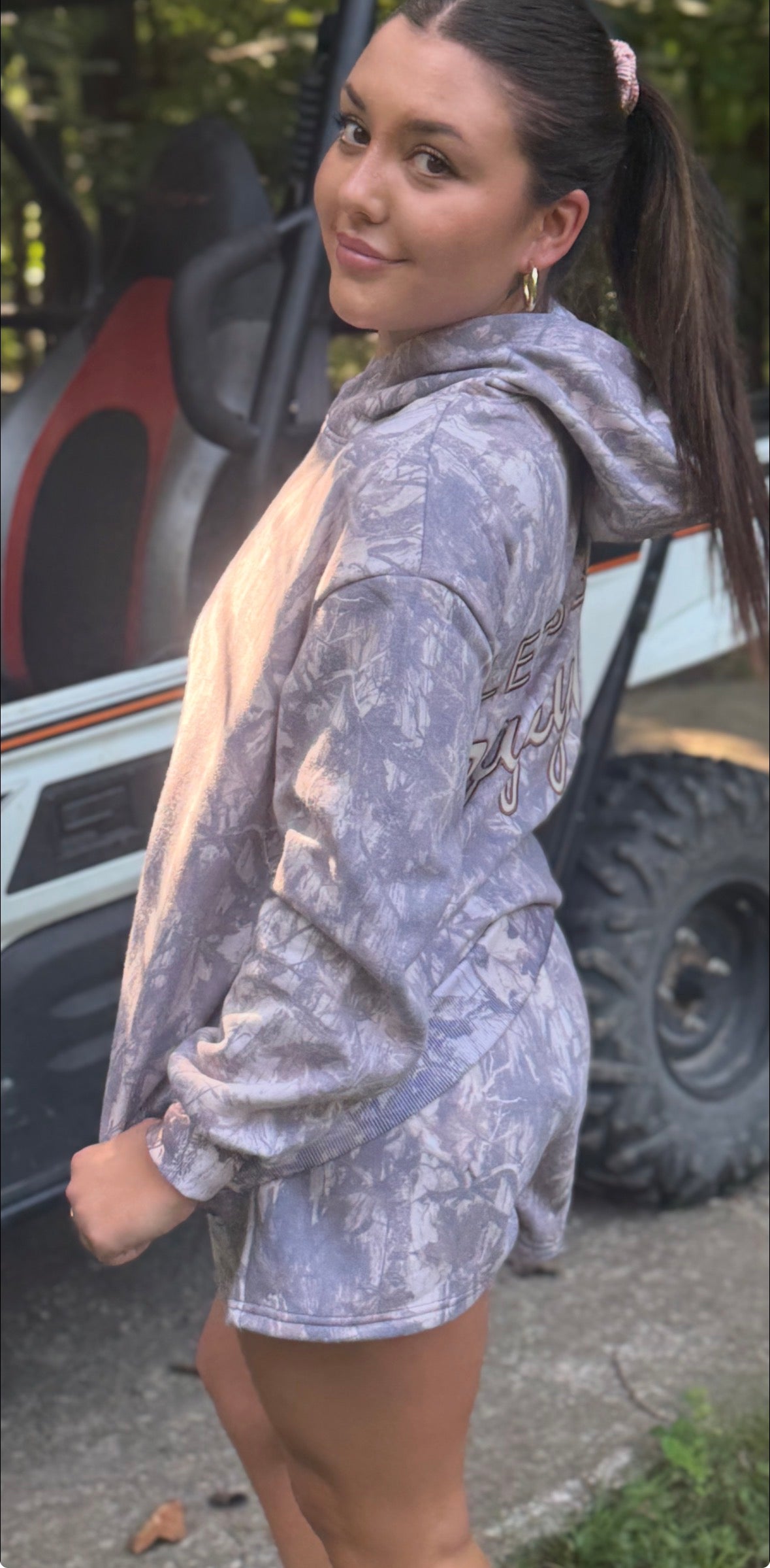 Camo Hoodie and Shorts Set