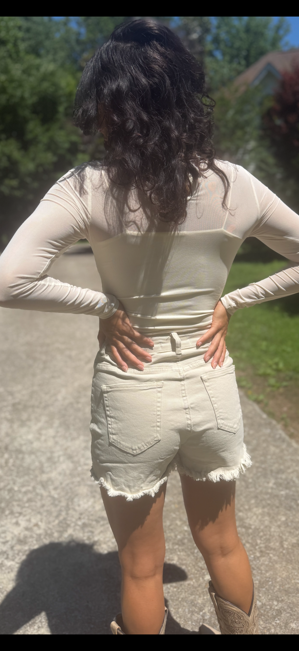 Cream Sheer Mesh Body Suit