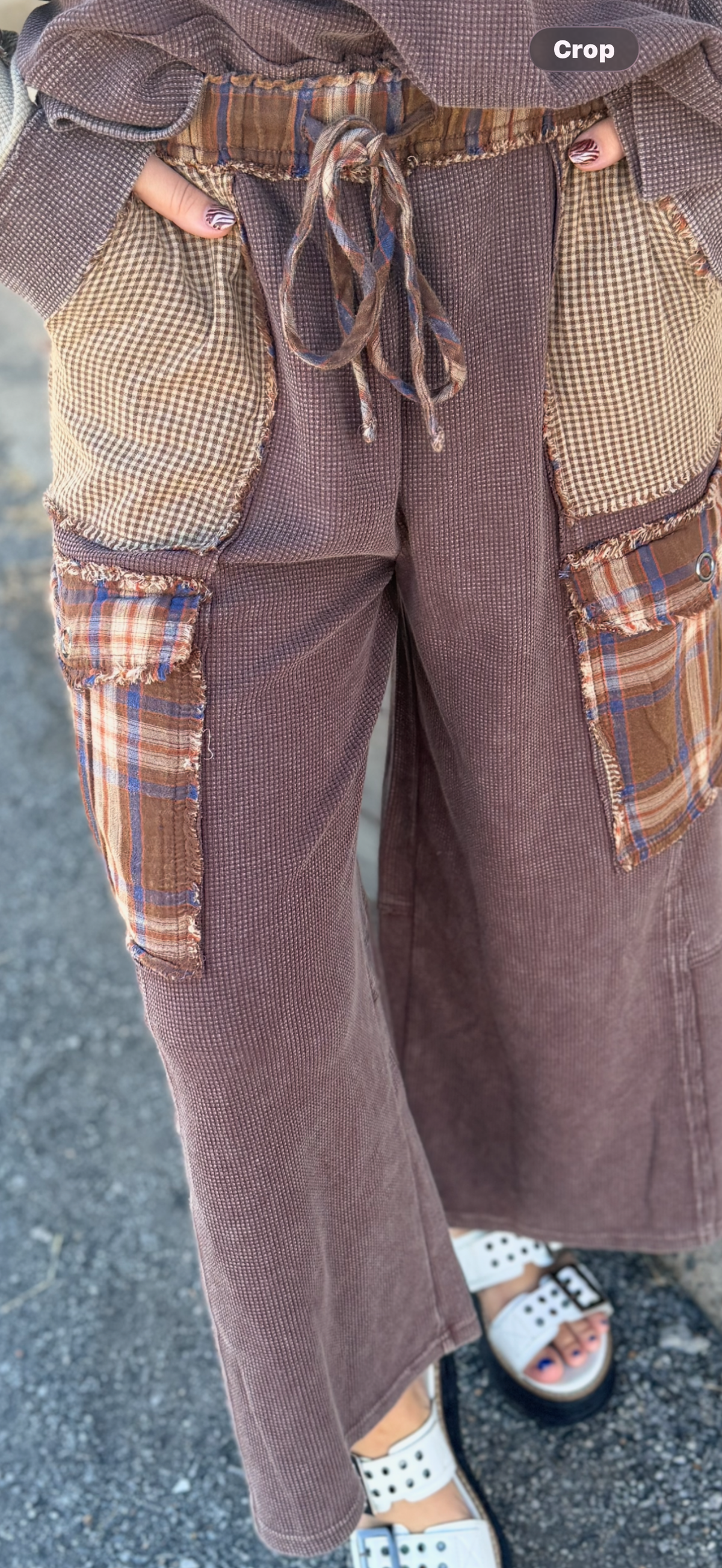 PLAID MIX MINERAL WASHED THERMAL KNIT Set  by Easel