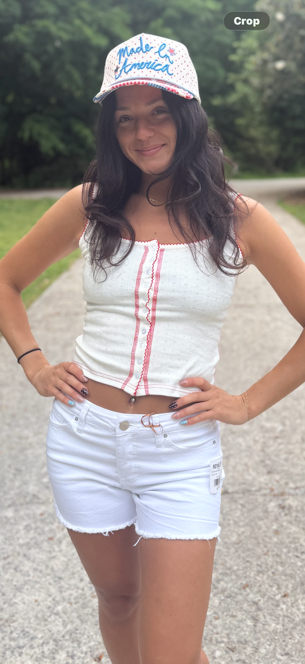 White and Red  Baby  Scalloped Knit Tank Top