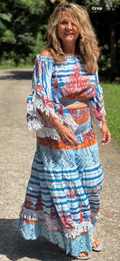 off shoulder smoked waist