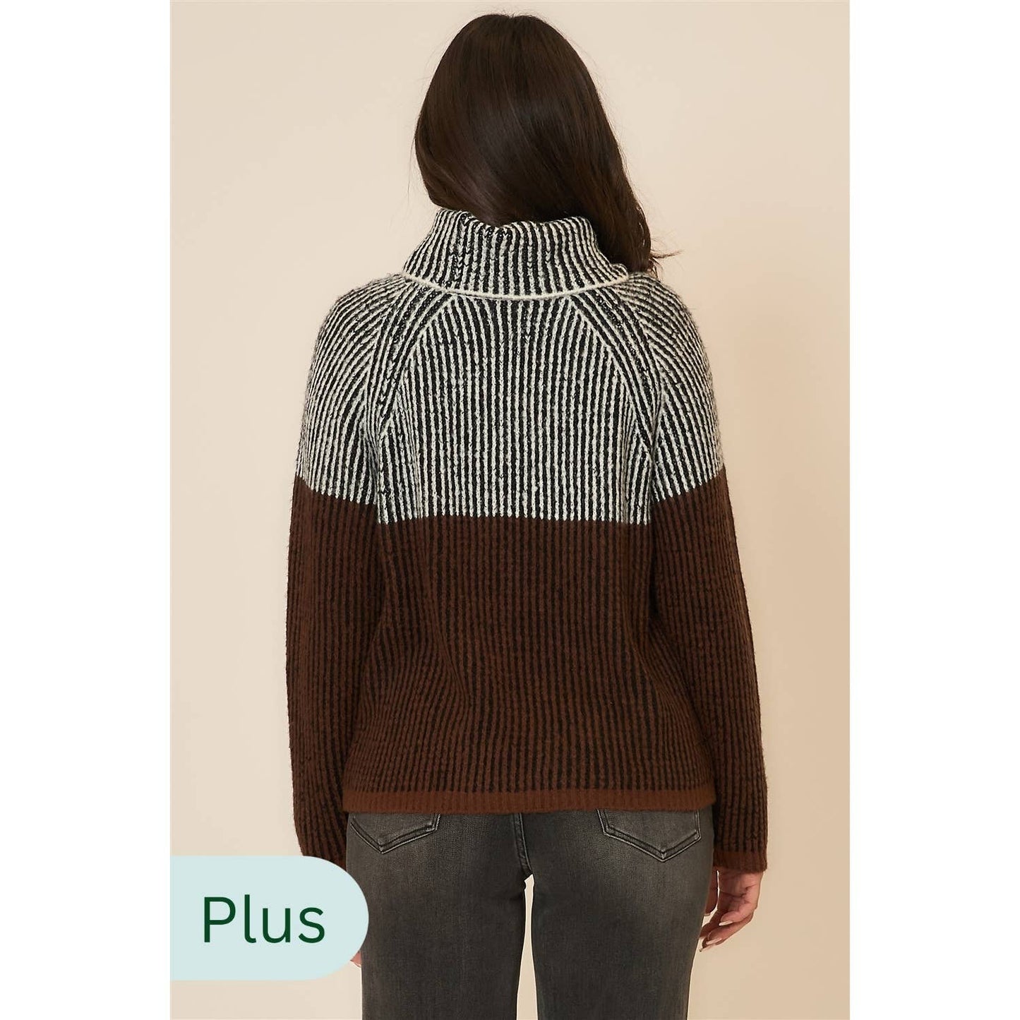 Brushed Rib Knit Cowl Neck Sweater