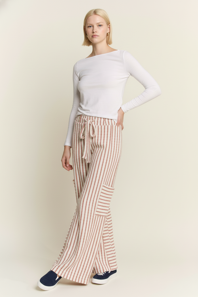 STRIPE WIDE LEG PANTS CREAM EDITION