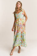 Smocked V-neck Tiered Multi Print Dress