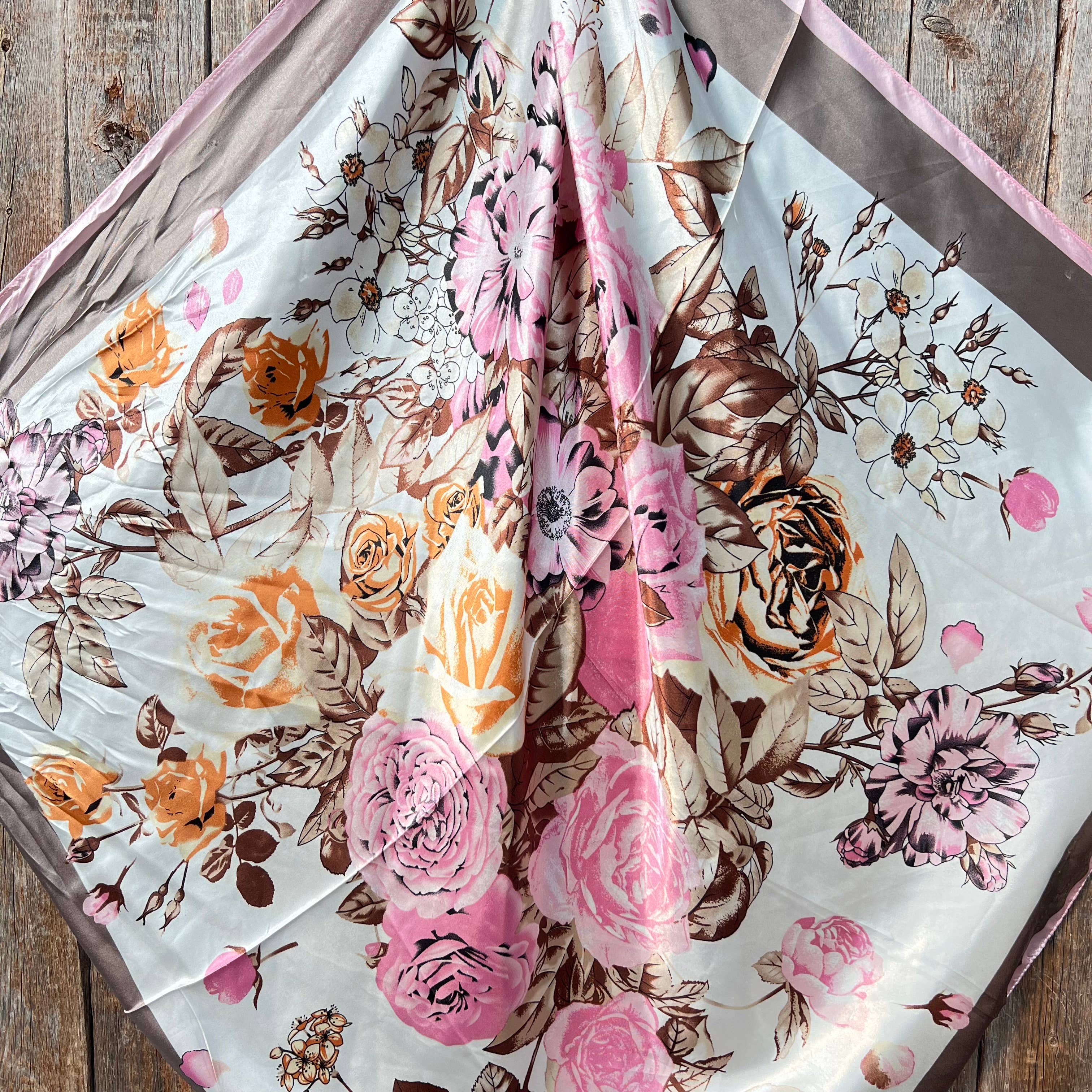 35X35" Pretty In Pink Roses Wild Rag/Scarf WR40
